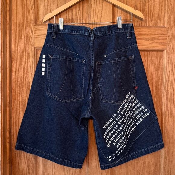 VOKAL By Nelly Y2K Baggy Hip Hop Denim Patchwork Jorts - Picture 2 of 13